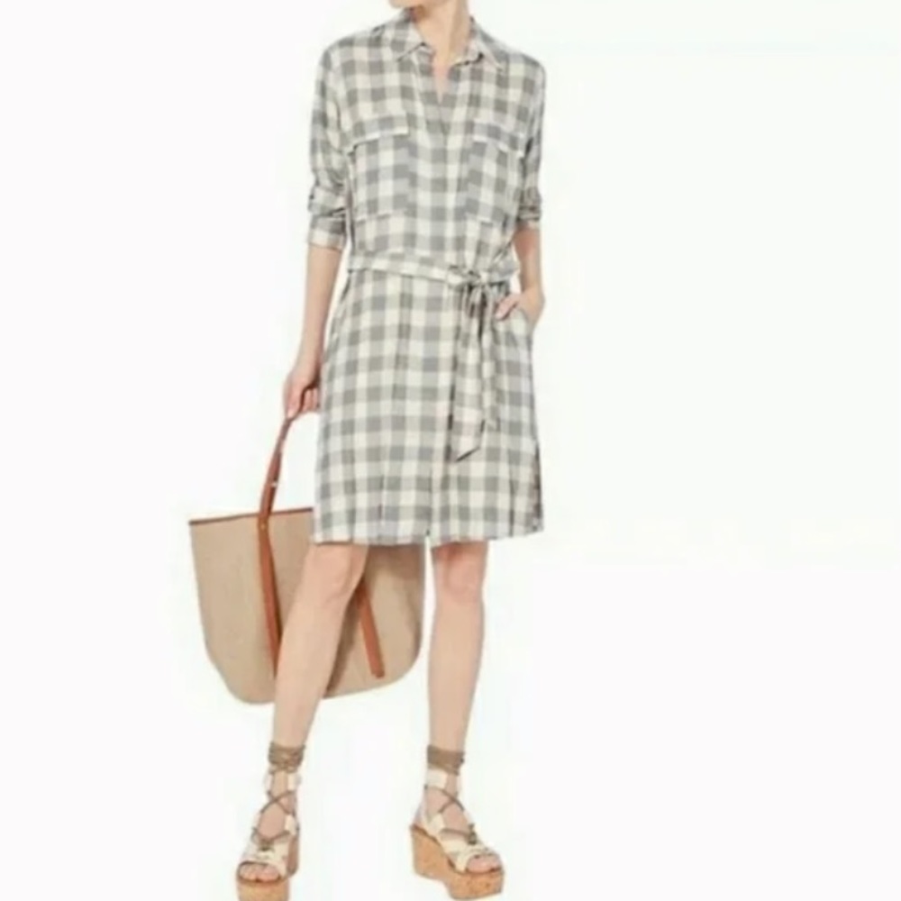 HOST PICK NWOT L'AGENCE Stephanie Gingham Plaid Long Sleeve Tie Waist Shirtdress